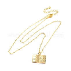 Brass Cross Bible Book Pendant Necklaces for Women Men&nbsp;LS-NJEW-S438-03G