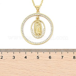 Brass Micro Pave Clear Cubic Zirconia Ring Pendant Necklaces&nbsp;NJEW-P322-A03-G