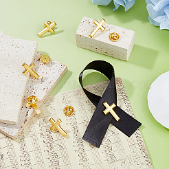 Cross Alloy Pin Brooches&nbsp;AJEW-FH0006-07A-G