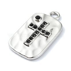 Rack Plating Alloy with Black Rhinestone Pendants&nbsp;FIND-Z051-04P-05