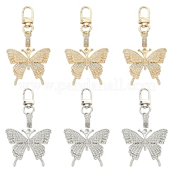 3Pcs Alloy Rhinestone Butterfly Pendant Decorations&nbsp;HJEW-YW00206