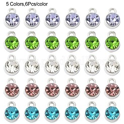 30Pcs 5 Colors Flat Round Alloy Charms&nbsp;RGLA-YW0002-06