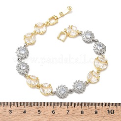 Brass Micro Pave Clear Cubic Zirconia Link Chain Bracelets for Women&nbsp;BJEW-C156-06B-PG