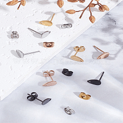 8Pcs 4 Colors Ion Plating(IP) 304 Stainless Steel Stud Earring Findings&nbsp;STAS-LP0001-80