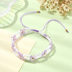 Woven Glass Flower Adjustable Braided Bead Bracelets for Women&nbsp;BJEW-MZ00100-02