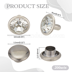 200 Sets Brass Rhinestone Rivets&nbsp;KK-ME0002-80