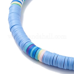 4Pcs 4 Style Handmade Polymer Clay Disc Surfer Stretch Anklets Set&nbsp;AJEW-AN00503