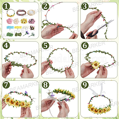 Polyester & Plastic & Iron Artificial Flower&nbsp;AJEW-BM0001-28