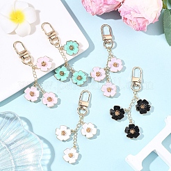 5 Styles Flower Alloy Enamel Pendant Decorations&nbsp;HJEW-YW00305