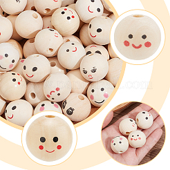80Pcs 8 Styles Printed Wood European Beads&nbsp;WOOD-AR0001-37