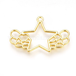 Rack Plating Alloy Open Back Bezel Pendants&nbsp;PALLOY-R099-12G-FF
