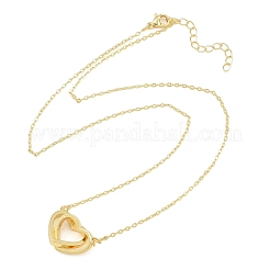 Brass Couple Heart Pendant Necklaces&nbsp;KK-CBA4547-07G