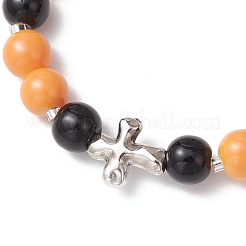 Halloween Theme Baking Paint Glass Round Beads Stretch Bracelets for Women&nbsp;BJEW-MZ00186-03