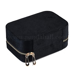 Italian Velvet Double Layers Jewelry Set Storage Zipper Boxes with Mirror Inside&nbsp;CON-G023-09F