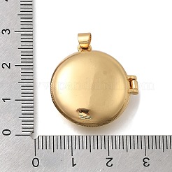 Brass Flat Round Locket Pendants&nbsp;KK-D431-028B-G