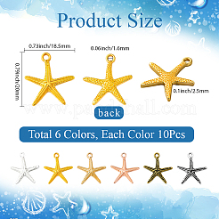 60Pcs 6 Colors Tibetan Style Alloy Pendants&nbsp;FIND-SC0016-86