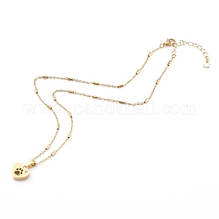 304 Stainless Steel Heart with Dog Paw Print Pendant Necklaces&nbsp;NJEW-JN03351-05