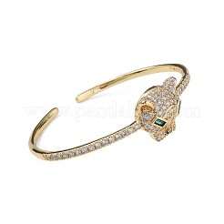 Cubic Zirconia Leopard Open Cuff Bangle&nbsp;BJEW-N012-028