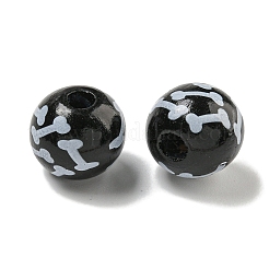 Printed Wood European Beads&nbsp;WOOD-G022-04D