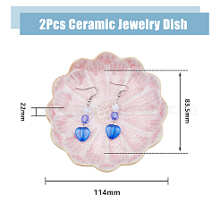2Pcs 2 Colors Flambed Glazed Lotus Jewelry Plate for Rings Bracelets Necklaces&nbsp;AJEW-DC0001-38