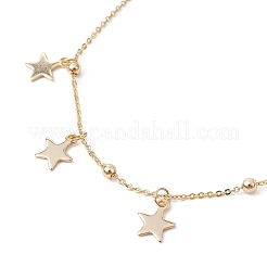 304 Stainless Steel Star Charm Anklets with Brass Satellite Chains&nbsp;AJEW-AN00549