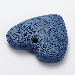 Synthetic Lava Rock Big Flat Heart Pendants&nbsp;G-O025-10B