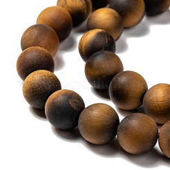 Natural Frosted Tiger Eye Round Bead Strands&nbsp;G-M064-8mm-02