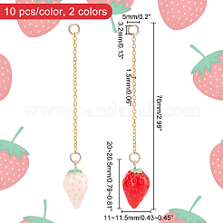 20Pcs 2 Colors Opaque Resin Simulation Strawberry Pendant Decorations for Keychain&nbsp;AJEW-AB00085