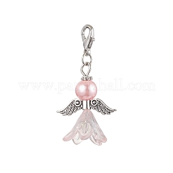2Pcs 2 Colors Wedding Season Angel Glass Pearl & Acrylic Pendant Decorations&nbsp;HJEW-JM01920-1