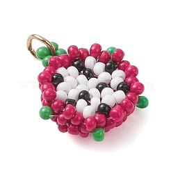 Glass Seed Beaded Dragon Fruit Pendants&nbsp;PALLOY-MZ00946