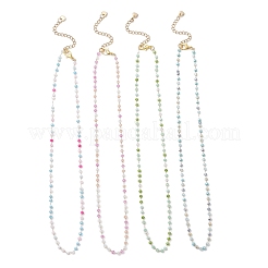 Handmade Faceted Rondelle Glass Beaded Necklaces with 304 Stainless Steel Chian for Women&nbsp;NJEW-JN05910