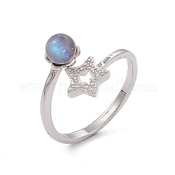 Natural Labradorite Cuff Rings&nbsp;RJEW-G273-05P-01