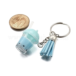Faux Suede Tassel & Imitation Bubble Tea Resin Keychain&nbsp;KEYC-JKC01203-03