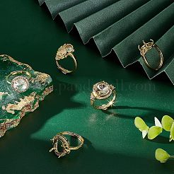 5Pcs 5 Style Brass Cubic Zirconia Adjustable Ring Components&nbsp;KK-CA0003-24