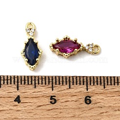 Brass Micro Pave Cubic Zirconia Horse Eye Charms&nbsp;KK-F929-01G