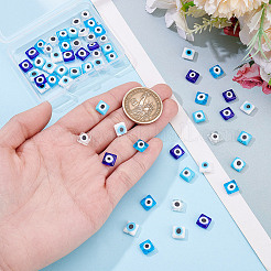 60Pcs 5 Colors Handmade Evil Eye Lampwork Beads&nbsp;LAMP-NB0002-19