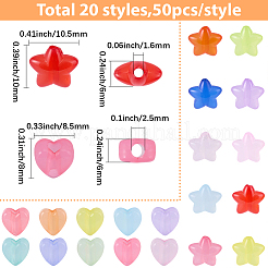 1000Pcs 20 Colorss Transparent Acrylic Beads&nbsp;MACR-SC0002-42