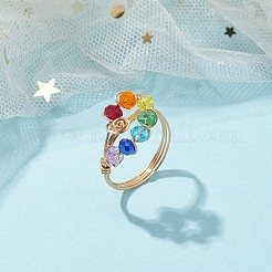 Colorful Glass Teardrop Finger Ring&nbsp;RJEW-JR00653