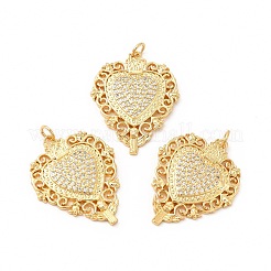 Rack Plating Brass Micro Pave Cubic Zirconia Pendants&nbsp;KK-I699-17G