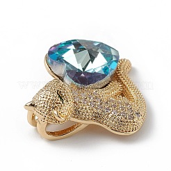 Real 18K Gold Plated Rack Plating Brass Micro Pave Clear Cubic Zirconia Pendants&nbsp;KK-C015-14G-10