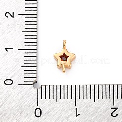 Brass Cubic Zirconia Star Connector Charms&nbsp;KK-Z084-11G-02