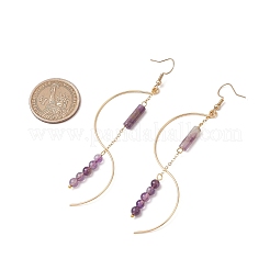 Column Natural Amethyst Dangle Earrings&nbsp;EJEW-JE06335-04