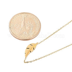 Ion Plating(IP) 304 Stainless Steel Leaf Pendant Cable Chain Necklaces for Women&nbsp;NJEW-P320-06G