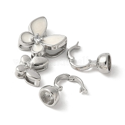 Brass Pave Clear Cubic Zirconia Fold Over Clasps&nbsp;KK-M320-17P