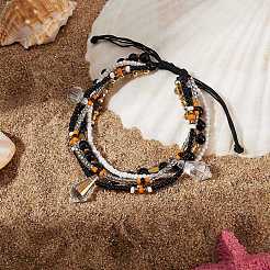 Sparkling Glass Seed Beads 5 Layered Anklet&nbsp;AJEW-SW00006-04