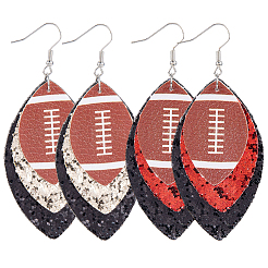 2 Pairs 2 Colors Synthetic Leather Dangle Earrings&nbsp;EJEW-CL0001-01B