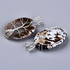 Natural Fire Agate Wire Wrapped Big Pendants&nbsp;G-N326-70