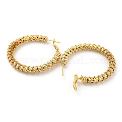Rack Plating Brass Textured Ring Hoop Earrings&nbsp;EJEW-K263-33G