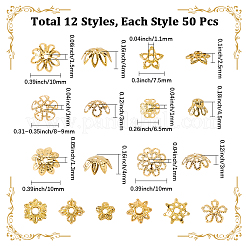 600Pcs 12 Styles Iron & Alloy Beads Caps&nbsp;FIND-SC0021-46