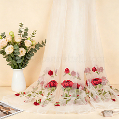 Polyester Rose Embroidery Lace Fabric&nbsp;DIY-WH0622-724A